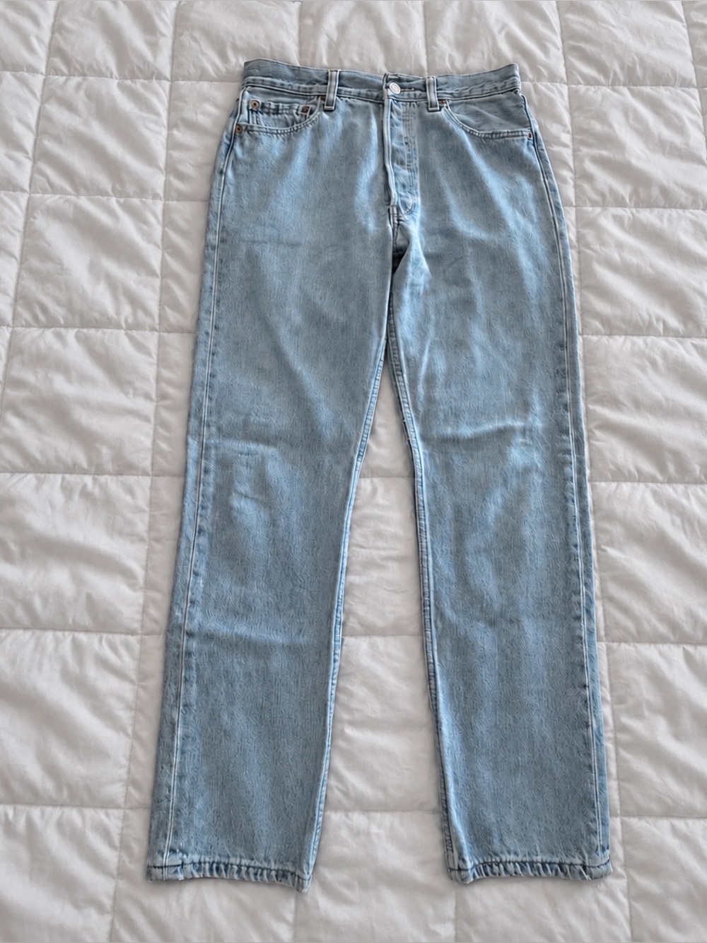 Levi’s 501 Jeans Mens 30x30 Blue Light Wash Button Fly Distressed Y2K Vintage